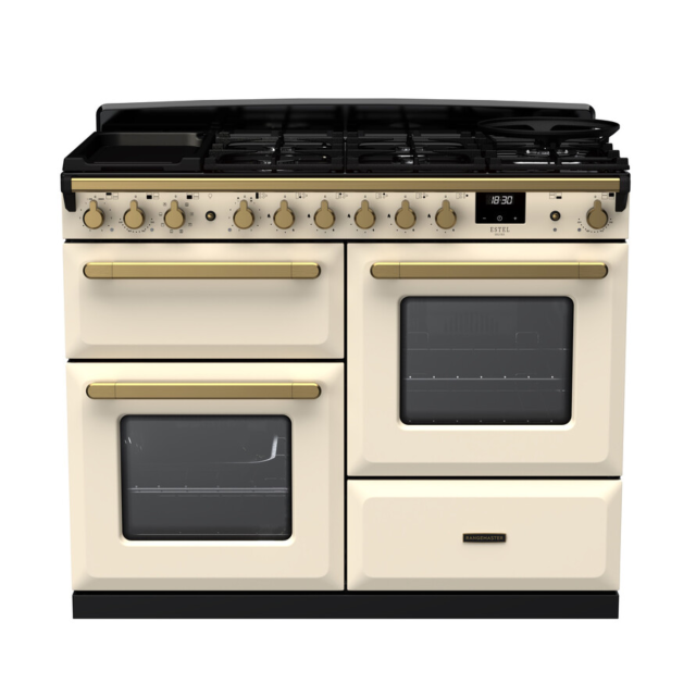 Rangemaster Estel Deluxe 110cm 7 Ring Gas Hob Double Oven Dual Fuel Range Cooker