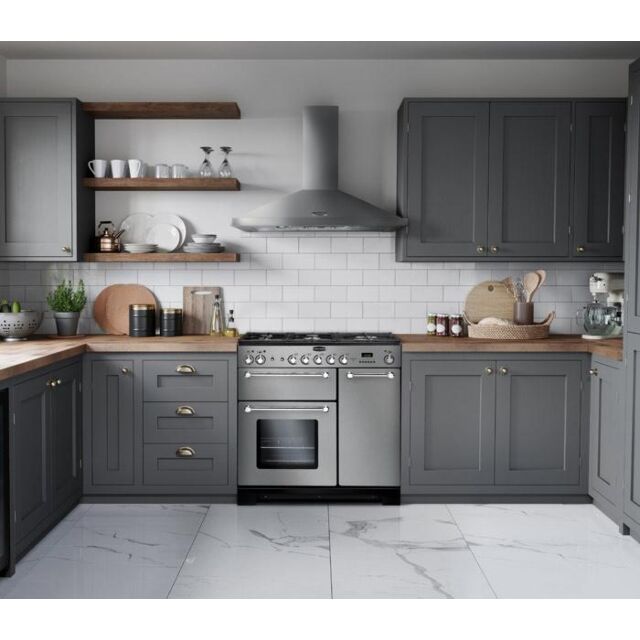 Rangemaster Kitchener 90cm 5 Burner Gas Hob Double Oven Dual Fuel Range Cooker
