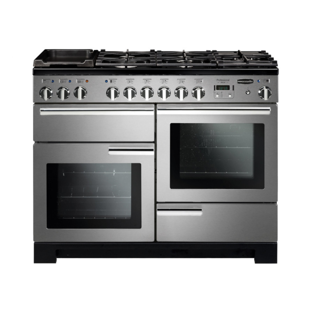 Rangemaster Professional Deluxe 110cm 7 Burner Hob 2 Oven Dual Fuel Range Cooker