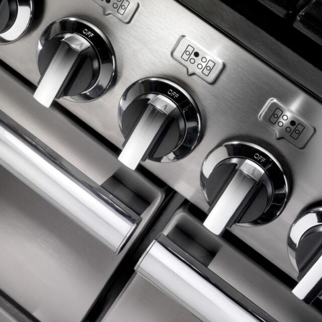 Rangemaster Professional+ 100cm 5 Burner Hob Double Oven Dual Fuel Range Cooker