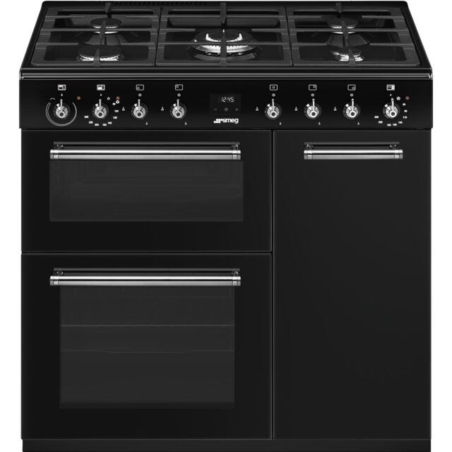 Smeg Concert 90cm 5 Burner Double Oven + Grill Dual Fuel Range Cooker