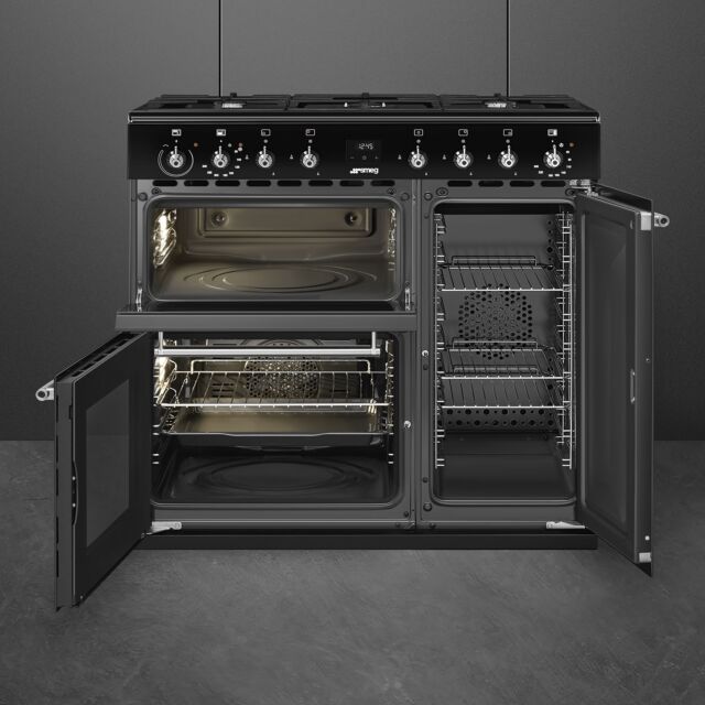 Smeg Concert 90cm 5 Burner Double Oven + Grill Dual Fuel Range Cooker