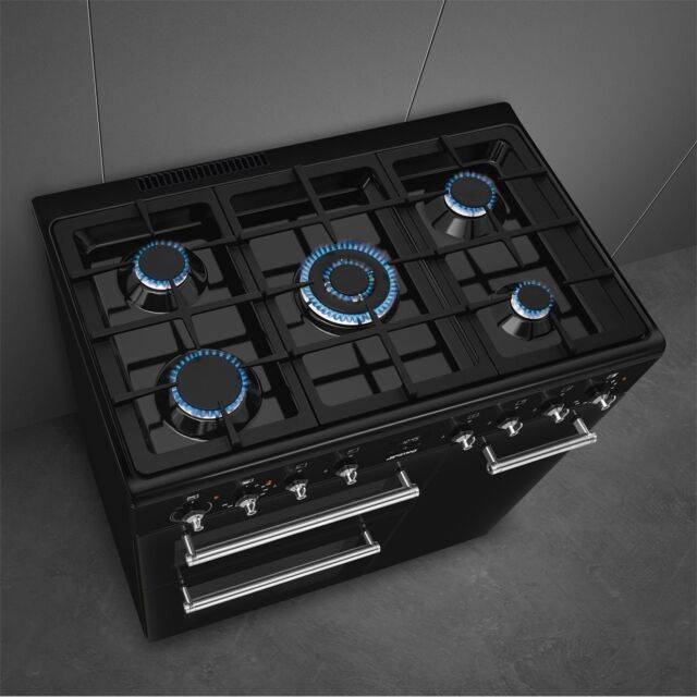Smeg Concert 90cm 5 Burner Double Oven + Grill Dual Fuel Range Cooker
