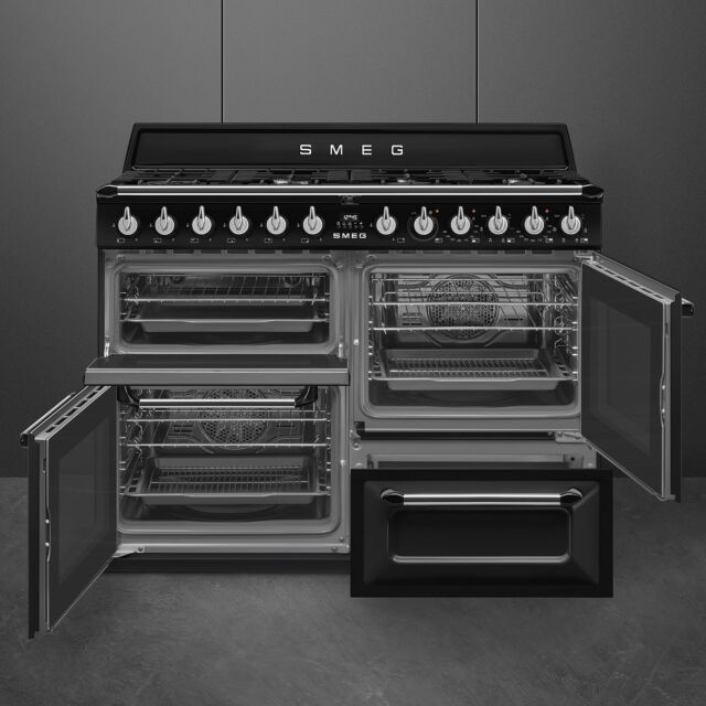 Smeg Victoria 110cm 7 Burner Gas Hob Double Oven & Grill Dual Fuel Range Cooker