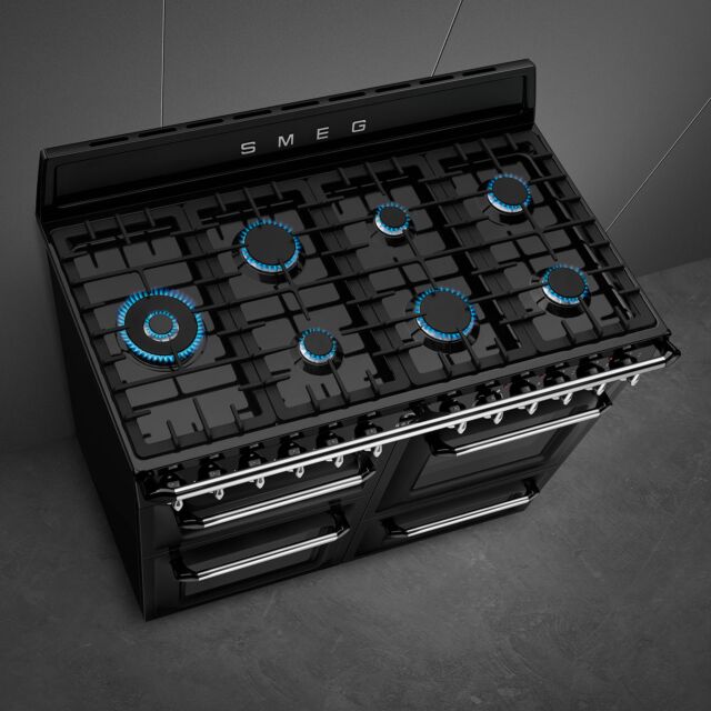 Smeg Victoria 110cm 7 Burner Gas Hob Double Oven & Grill Dual Fuel Range Cooker