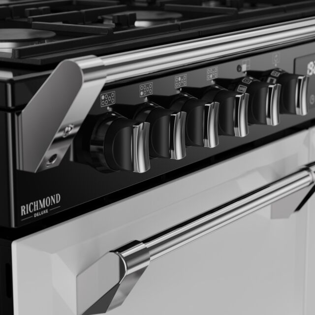 Stoves Richmond Deluxe 110cm 7 Burner Gas Hob Quad Oven Dual Fuel Range Cooker