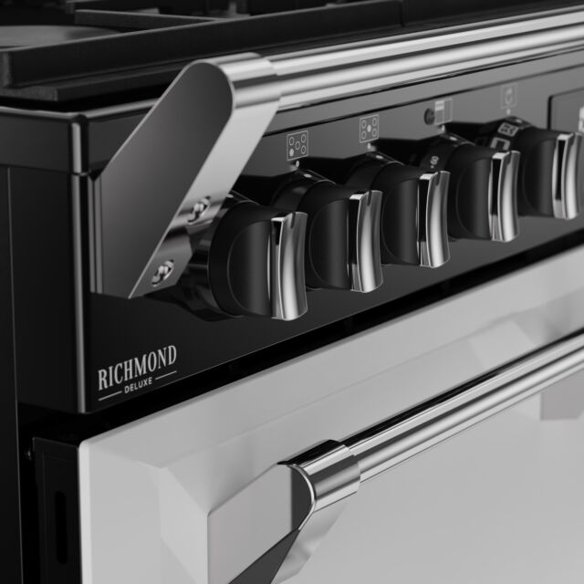 Stoves Richmond Deluxe 90cm 5 Burner Gas Hob Triple Oven Dual Fuel Range Cooker