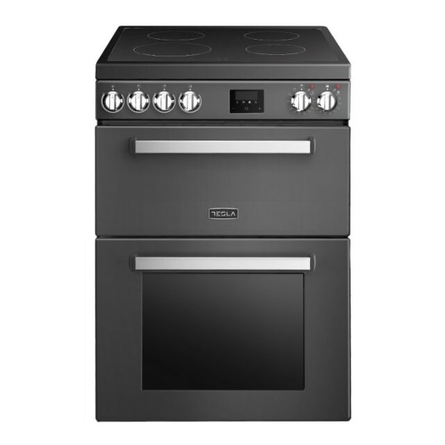 Tesla 60cm 4 Zone Ceramic Hob Double Oven All Electric Mini Range Cooker