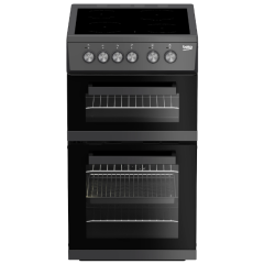 Beko KDVC563AA//M 50cm 4 Zone Rapidlite Ceramic Hob Double Oven Electric Cooker