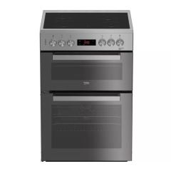 Beko XDC663SM/M 60cm 4 Zone Ceramic Hob Double Oven Electric Cooker