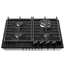 CDA HVG631MB 60cm 4 Burner Matt Black Gas on Glass Hob with Touch Control Timer