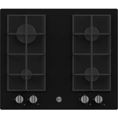 Hoover H-Hob 300 HVG6K3B 60cm 4 Burner Black Glass Gas Hob