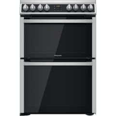 Hotpoint HDM67V8D2CX/UK/M 60cm 4 Zone Ceramic Hob Double Oven Electric Cooker