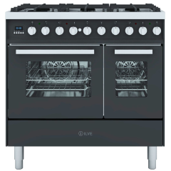 ILVE Torino 100cm 5 Burner Gas Hob Double Oven Dual Fuel Range Cooker