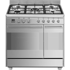 Smeg Concert 90cm 5 Burner Gas Hob Double Oven Dual Fuel Range Cooker