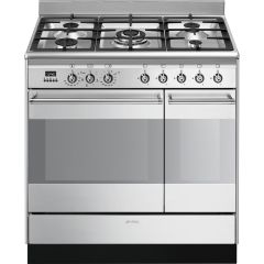Smeg Concert 90cm 5 Burner Double Oven Dual Fuel Range Cooker
