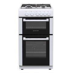 White Knight ATTCG50W 50cm 4 Burner Gas Hob Twin Cavity Gas Cooker